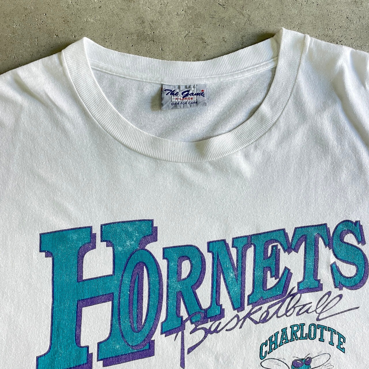 90年代 NBA CHARLOTTE HORNETS チームロゴ プリントTシャツ メンズXL 
