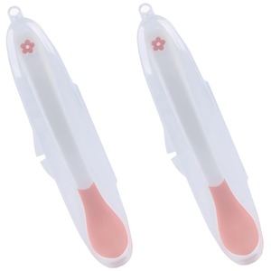 【特価処分】離乳食スプーン 2本セット 温度で色が変わる 温感スプーン赤ちゃんの火傷防止(ピンク)