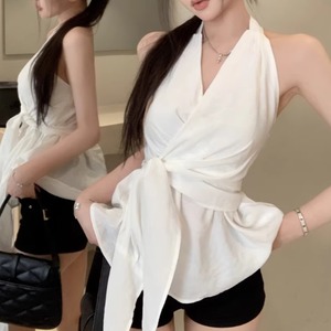 2色／カシュクールウエストノットトップス ・14001