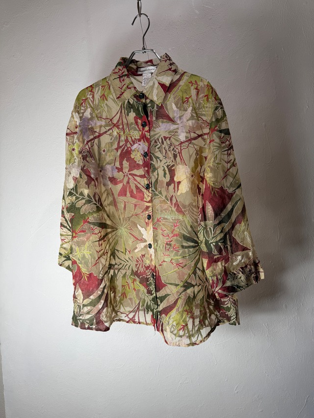 90s Botanical Sheer Design Shirt
