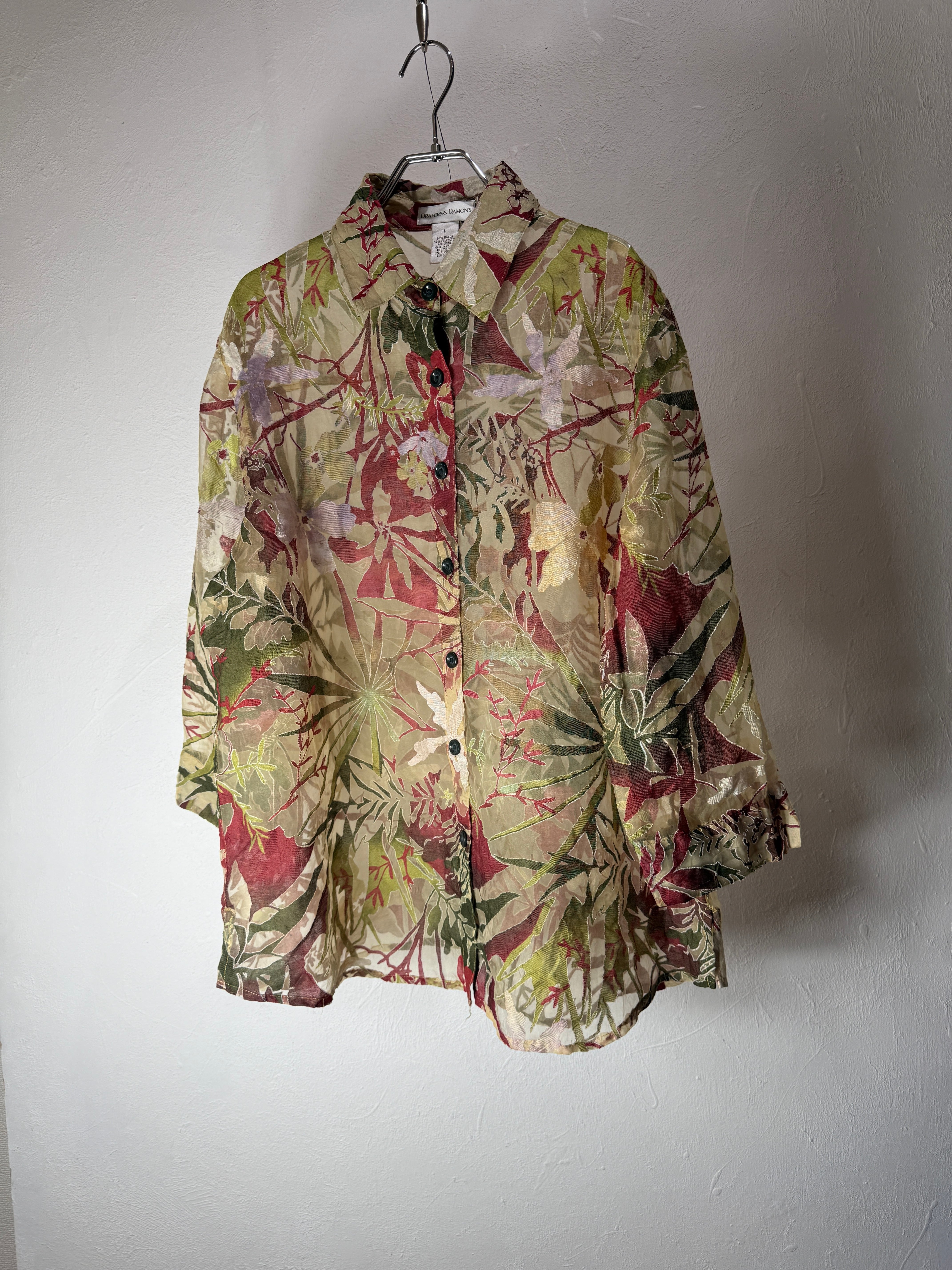 90s Botanical Sheer Design Shirt