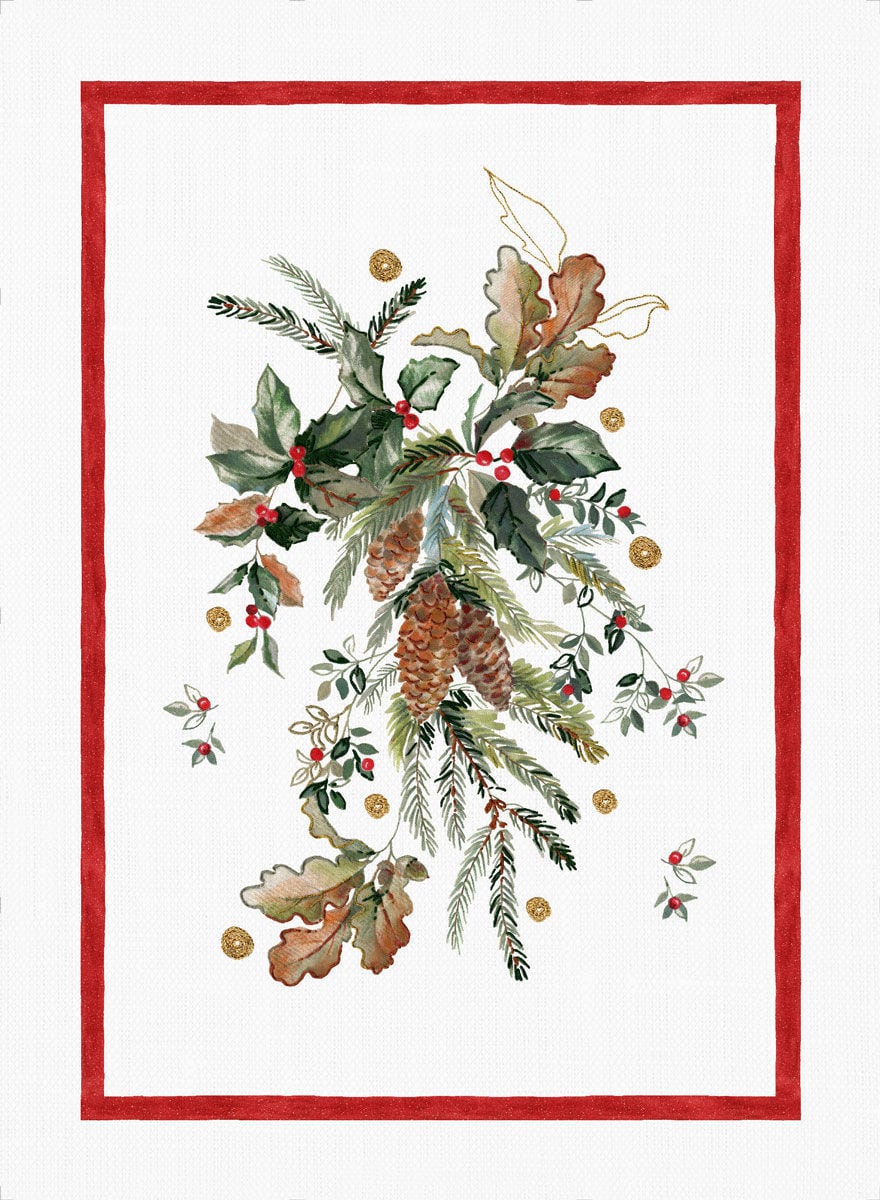 クリスマスリネンキッチンクロス エトワール ロッソ