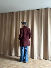 burgundy color boa half coat-4434-11