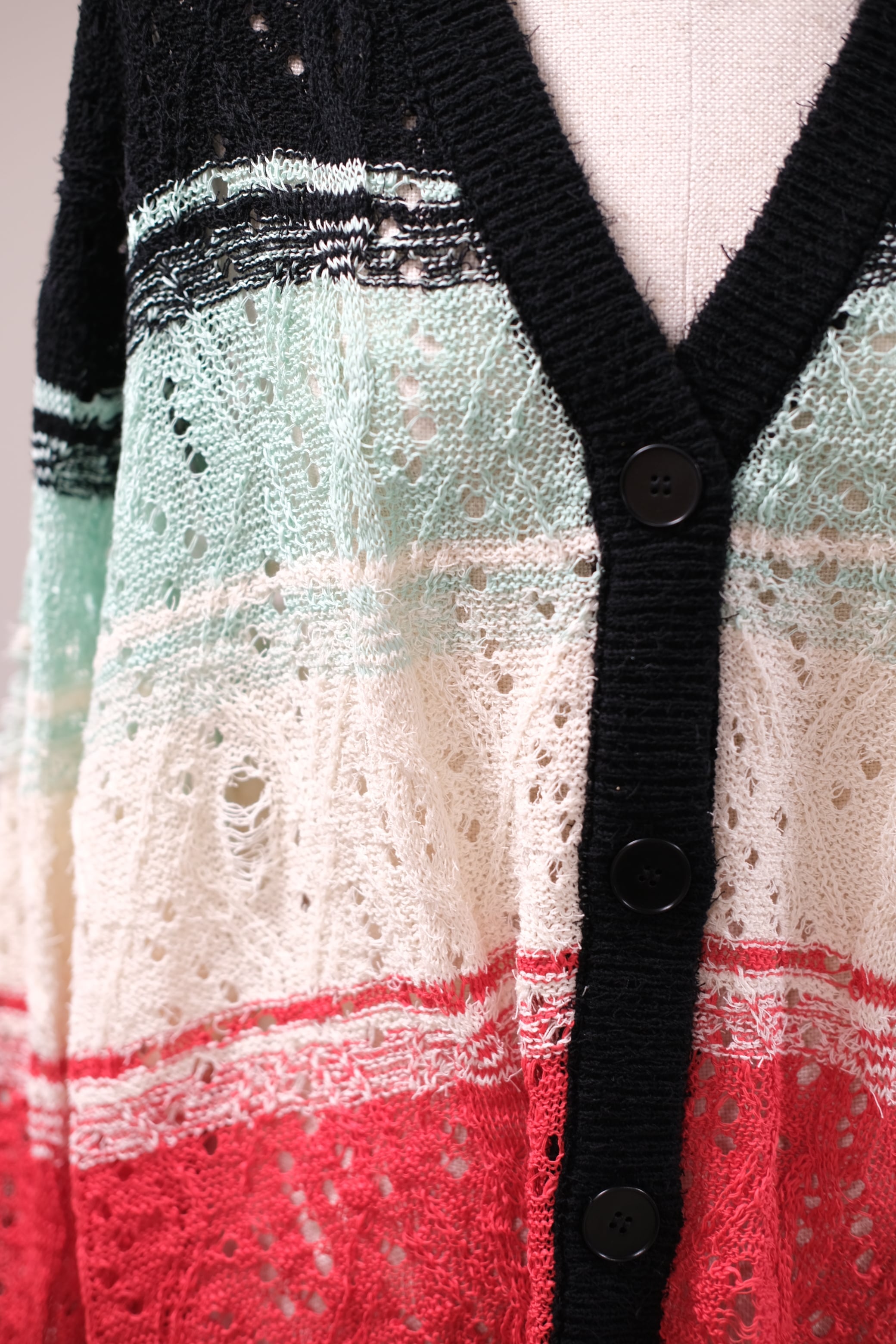 kota gushiken】Broken Lace Border Cardigan - black - | loop
