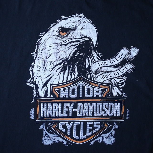 "HARLEY-DAVIDSON" XXXL super over silhouette multi print l/s tee