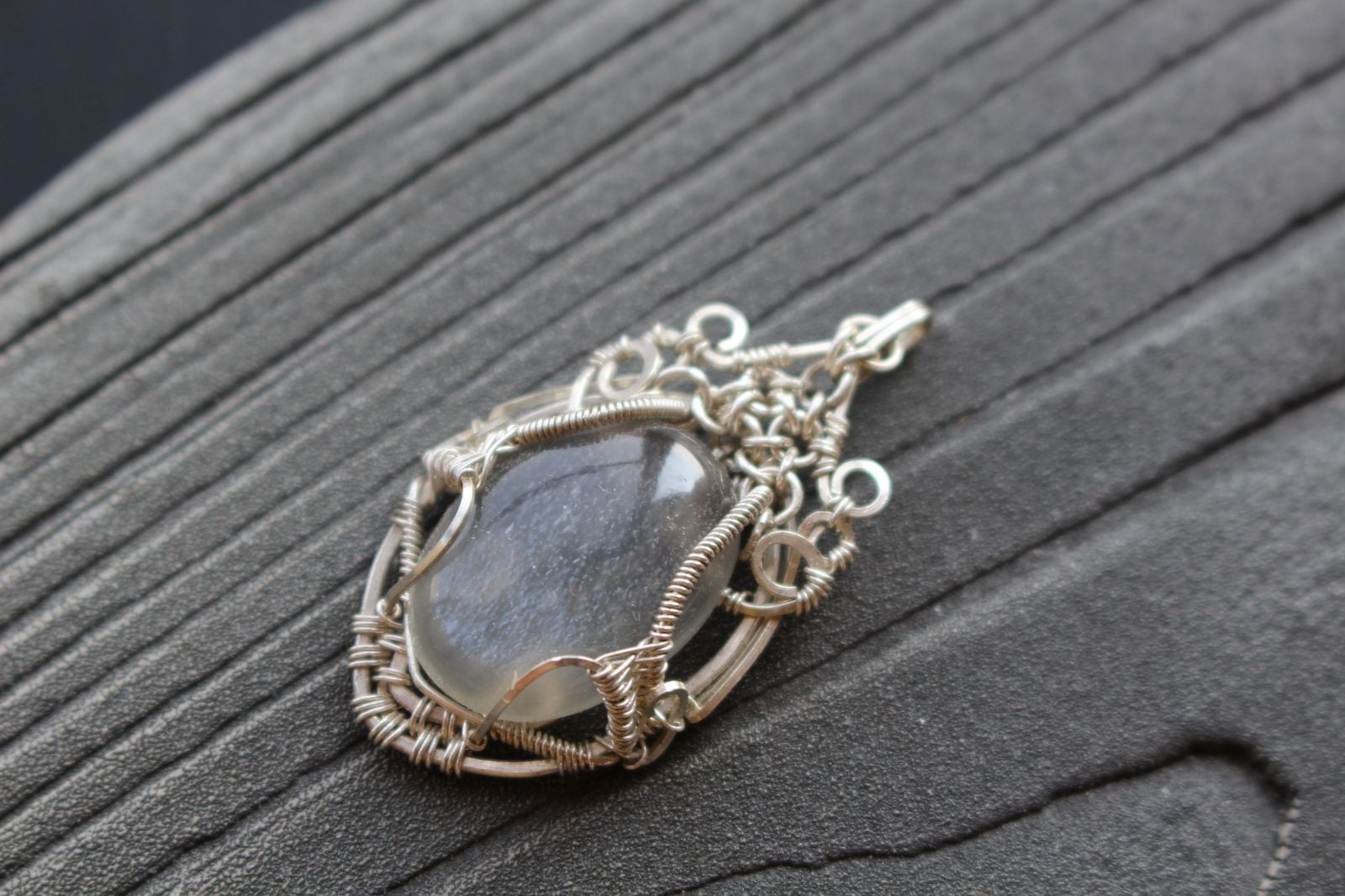 Moonstone silver925 wire wrapping pendant