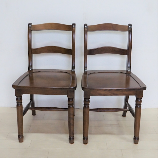 北海道民芸家具 椅子 (小・茶色 2脚セット）