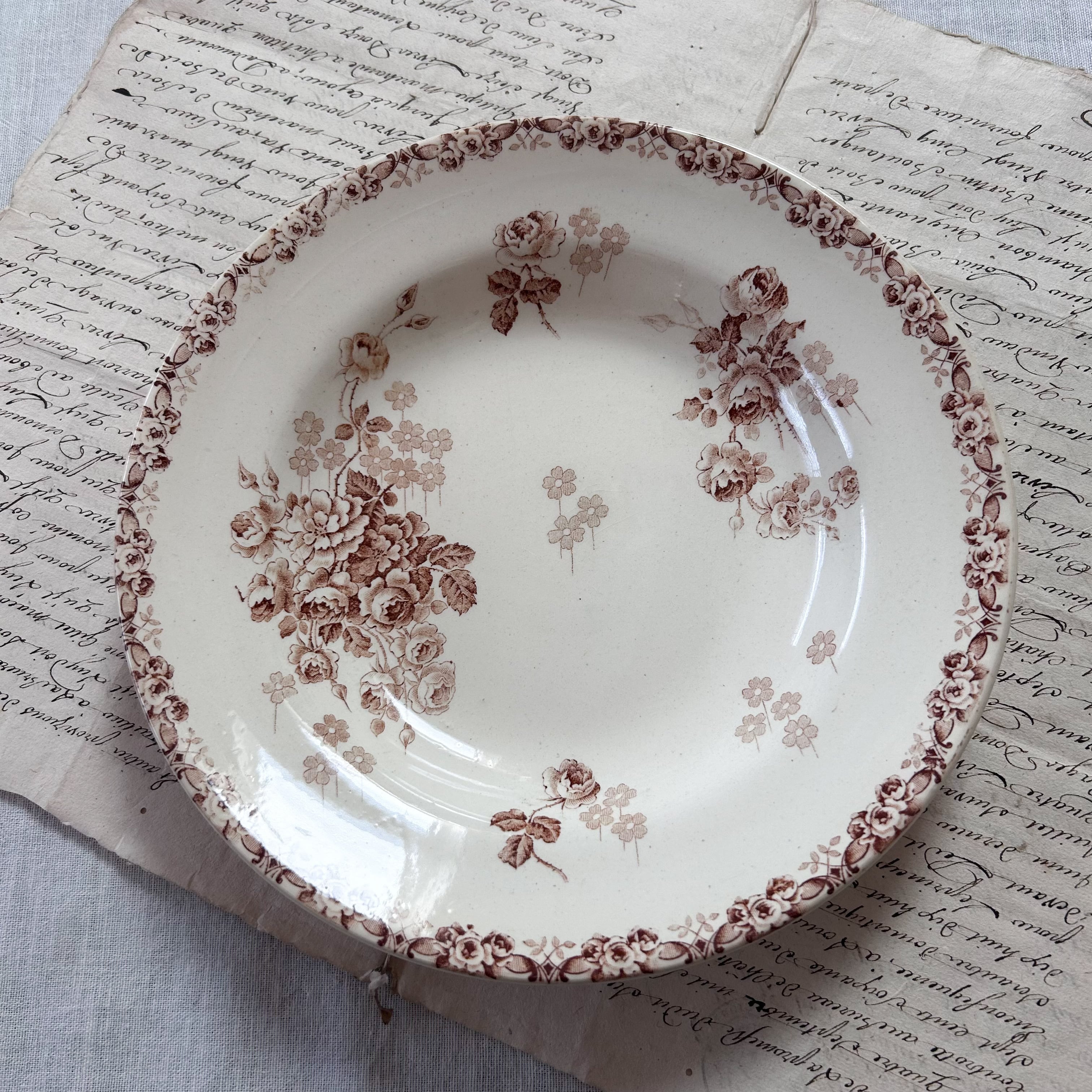 専用6枚セット フランスアンティーク バドンヴィレー スーププレート 深皿 花柄 専用6枚セット フランスアンティーク バドンヴィレー スーププレート