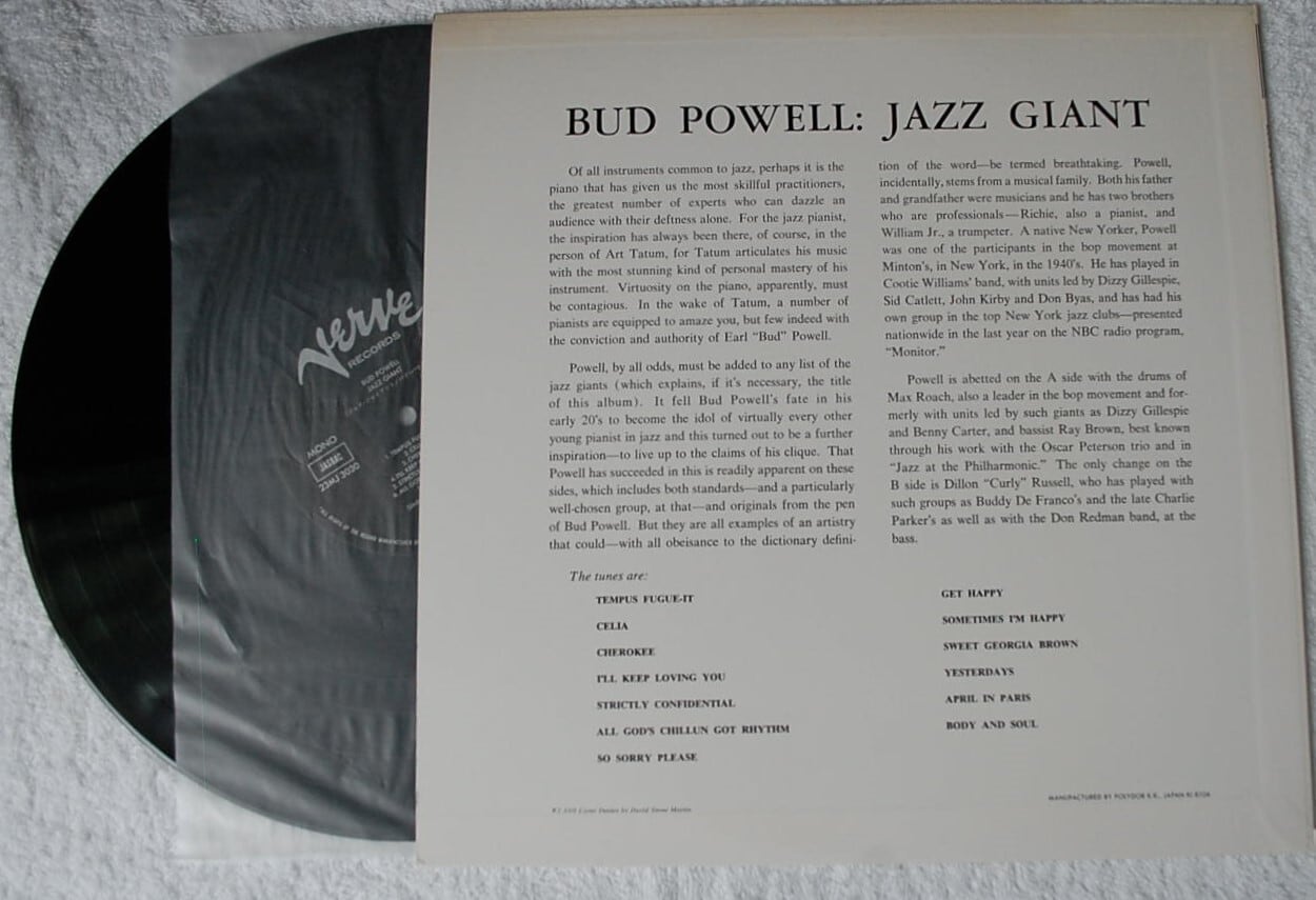 BUD POWELL / jazz giants/ USED / LP MONO / Verve 23MJ3030/ | CREST