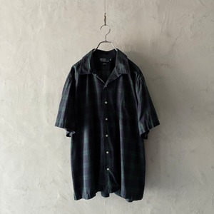 -Polo by Ralph Lauren- “ADAMS” black watch open collar shirt