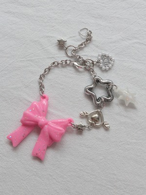 "GIFTED" chain bracelet (pink ribbon)