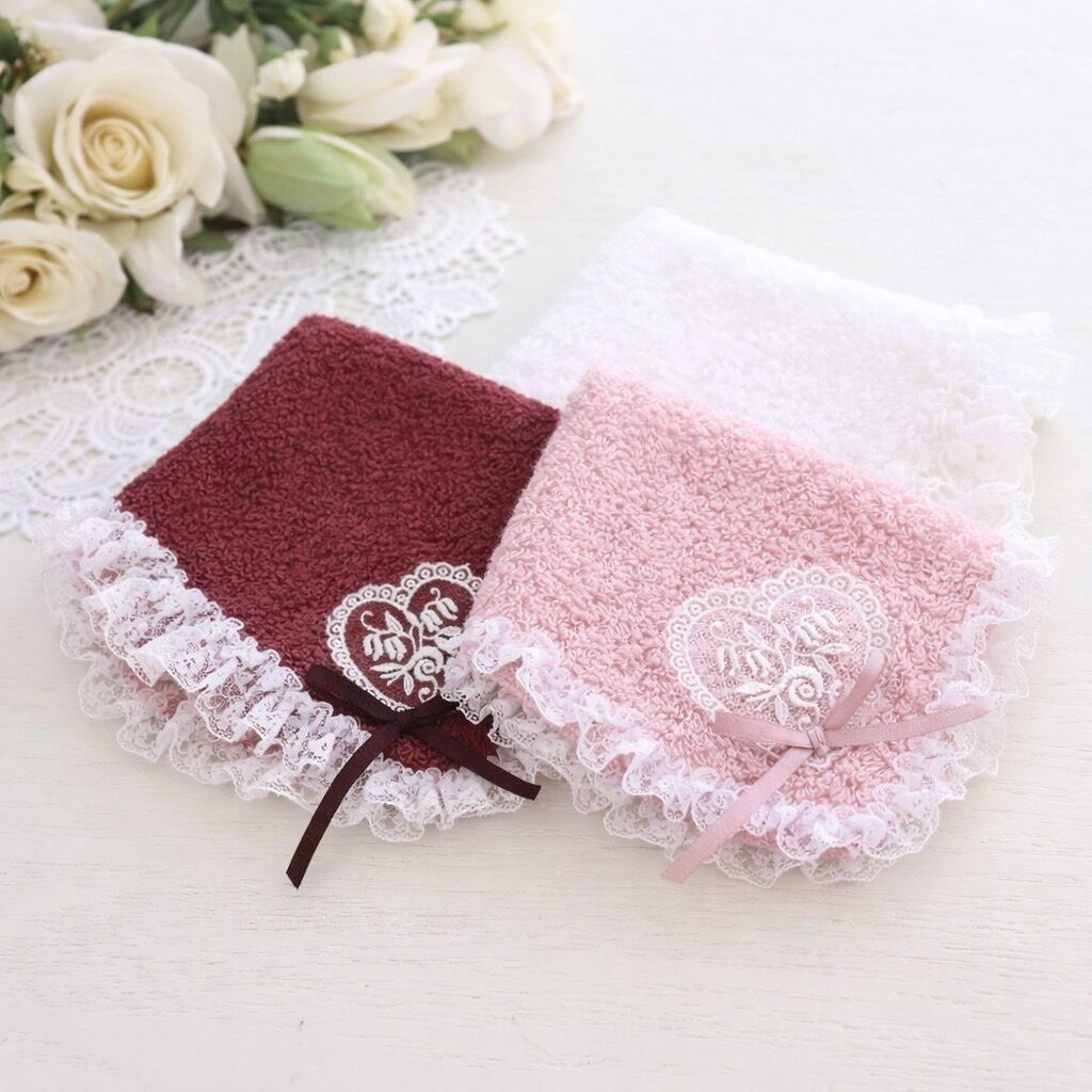 ハートモチーフタオルハンカチ 綿100% 日本製 RE03ALK-2208