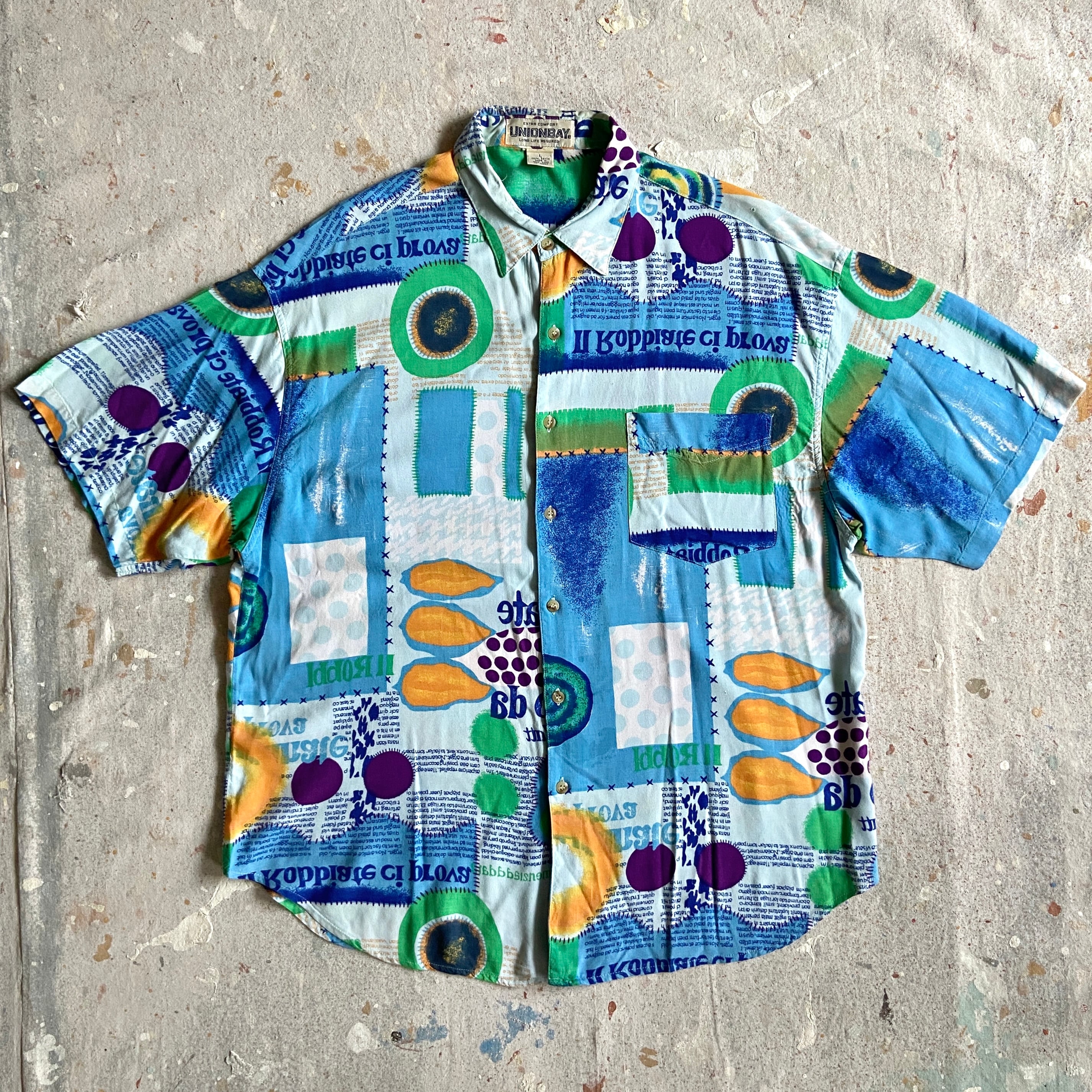 UNIONBAY S/S Rayon 100% Shirt L F797