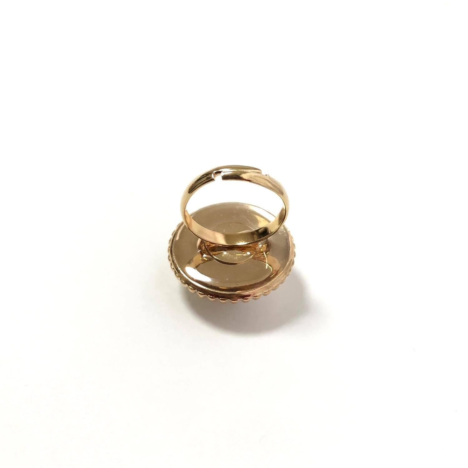 金枠パールボタンのリング | Dua-アクセサリーパーツショップ