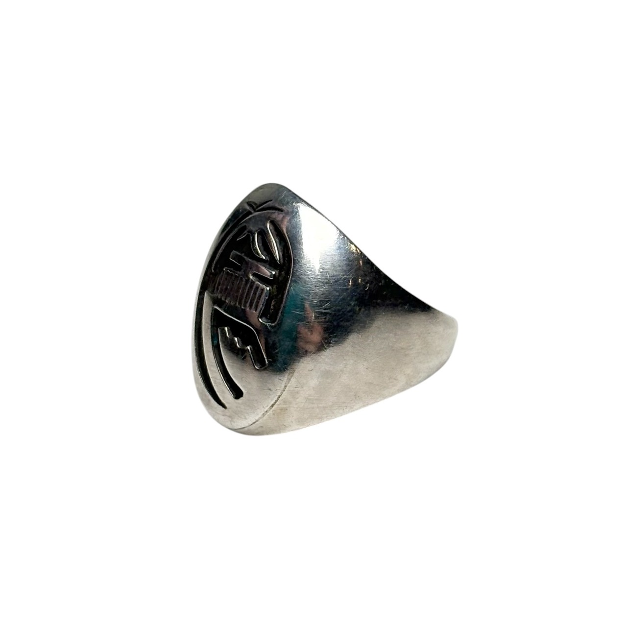 Hopi overlay silver signet ring “Kachina”
