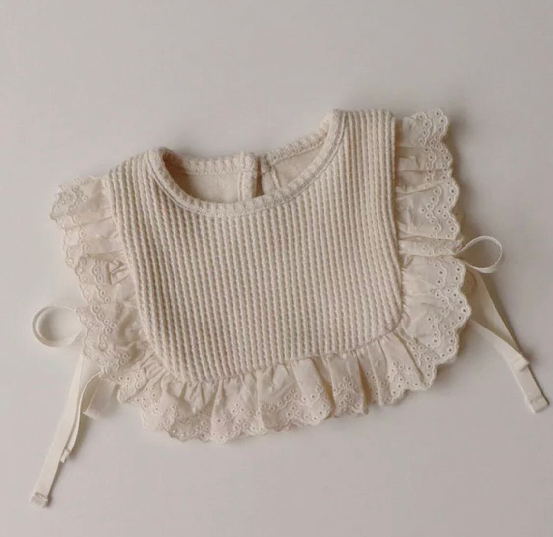 レースプリンセスヒブ 》》》》》》》》ナチュラル レース フリル ヒブ スタイ ベビー リボン ワントーン