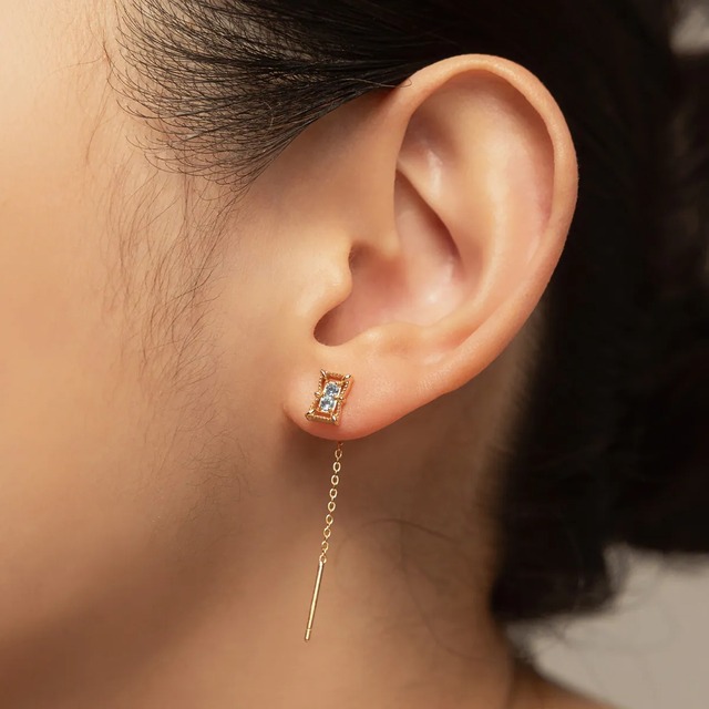 貴婦人｜トパーズ｜S925シルバー｜天然石クラシックスクエアピアス