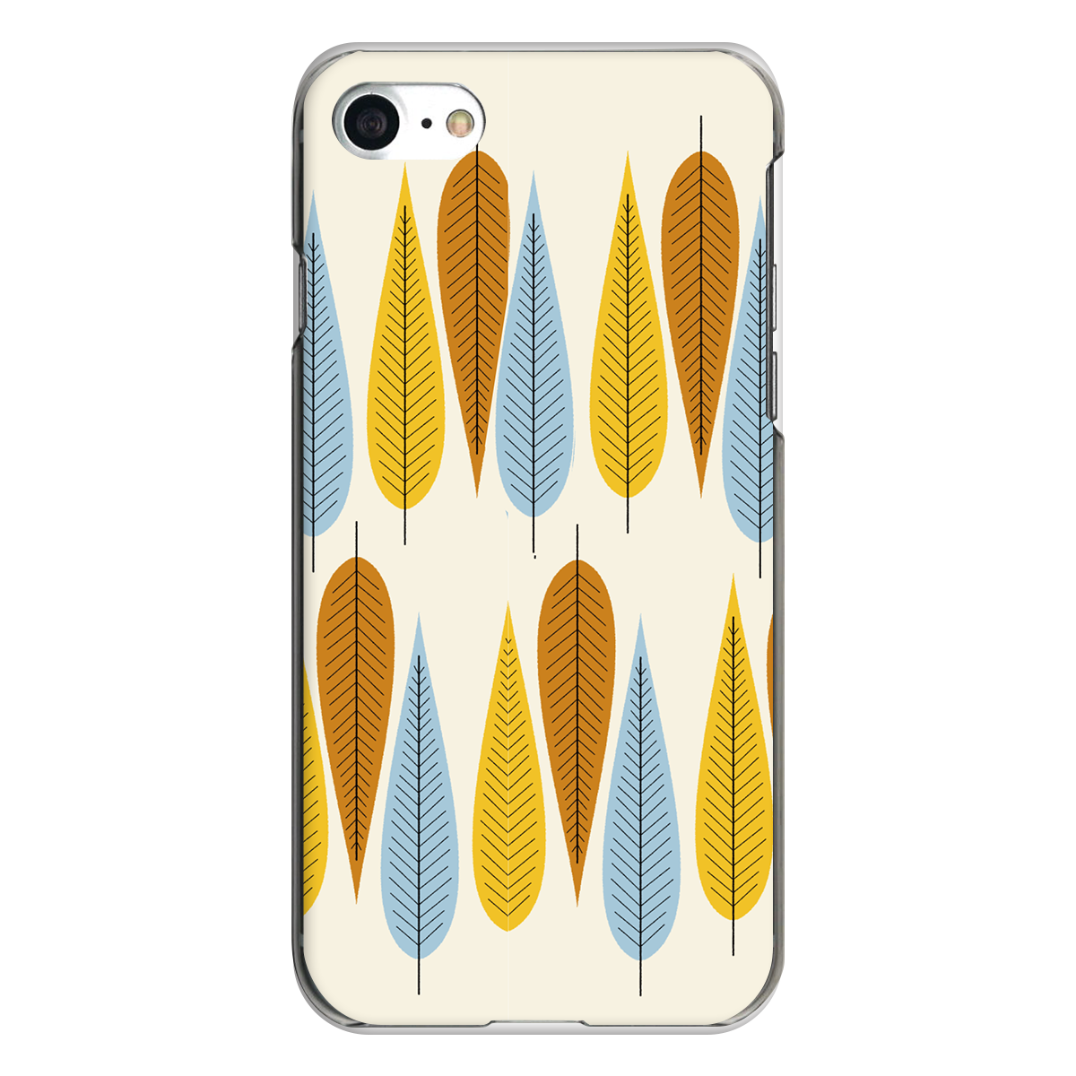 iPhone対応 スマホ ハードケース クリア リーフ イエロー モダン デザイナーズ 【iPhone17 / iPhone16e / AQUOS / Xperia 他 iPhone / Android ほぼ全機種対応】 |desr2450