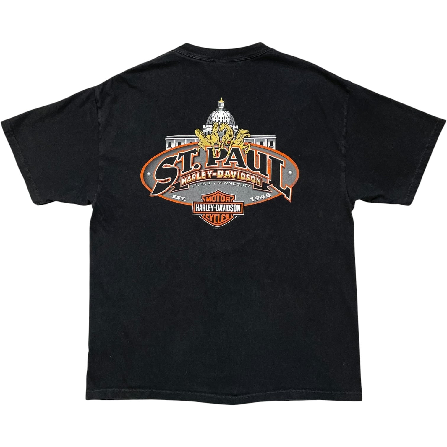 《L》Harley-Davidson ハーレーダビッドソン Tシャツ フロントプリント バックプリント フェード ブラック no.10162