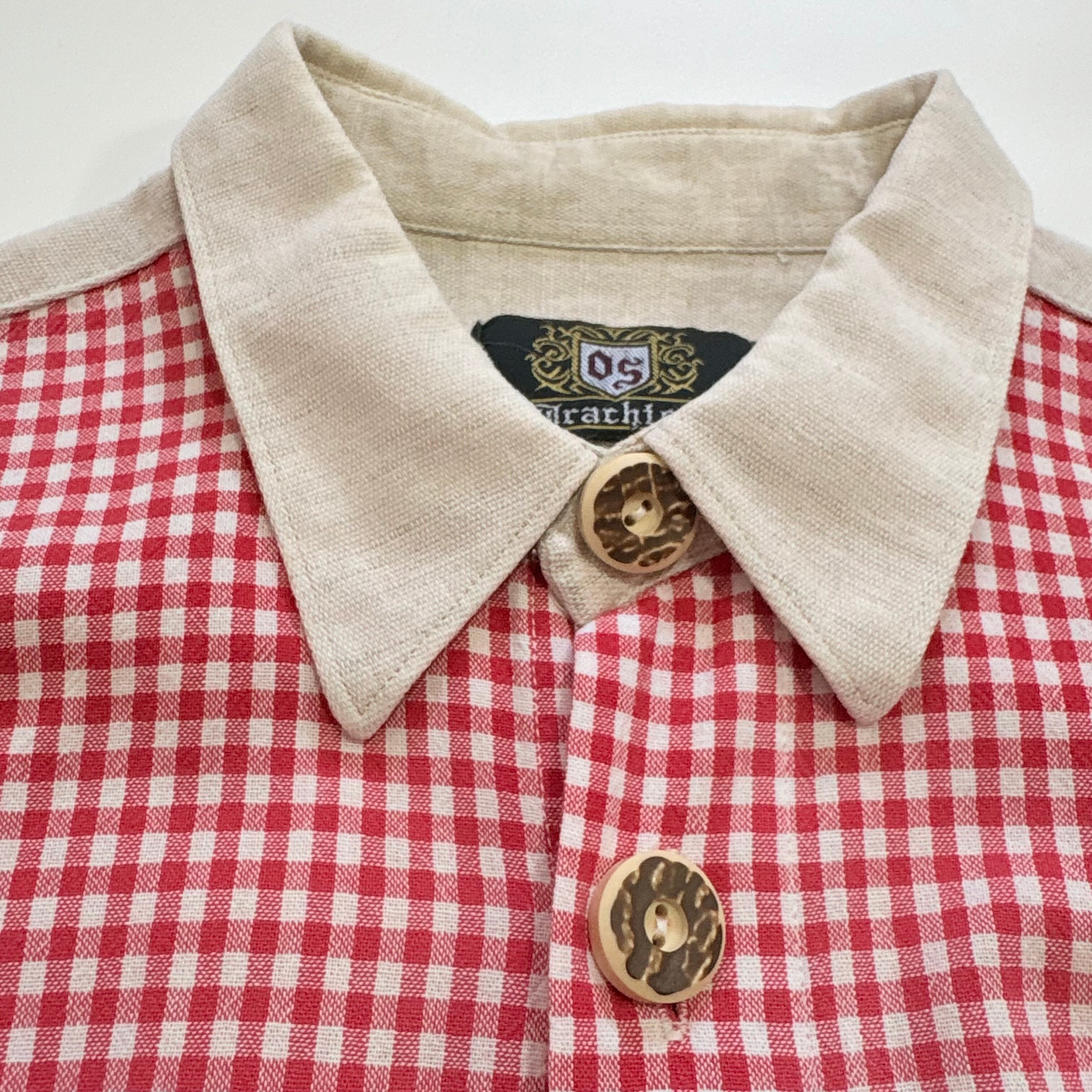 1970s-1980s Euro vintage Gingham Check Tyrolean Shirt／ヨーロッパ