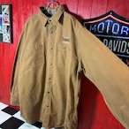Carhartt ダック生地 ワークシャツ 企業モノ 裏地ネル チェックライニング ベージュ カーハート