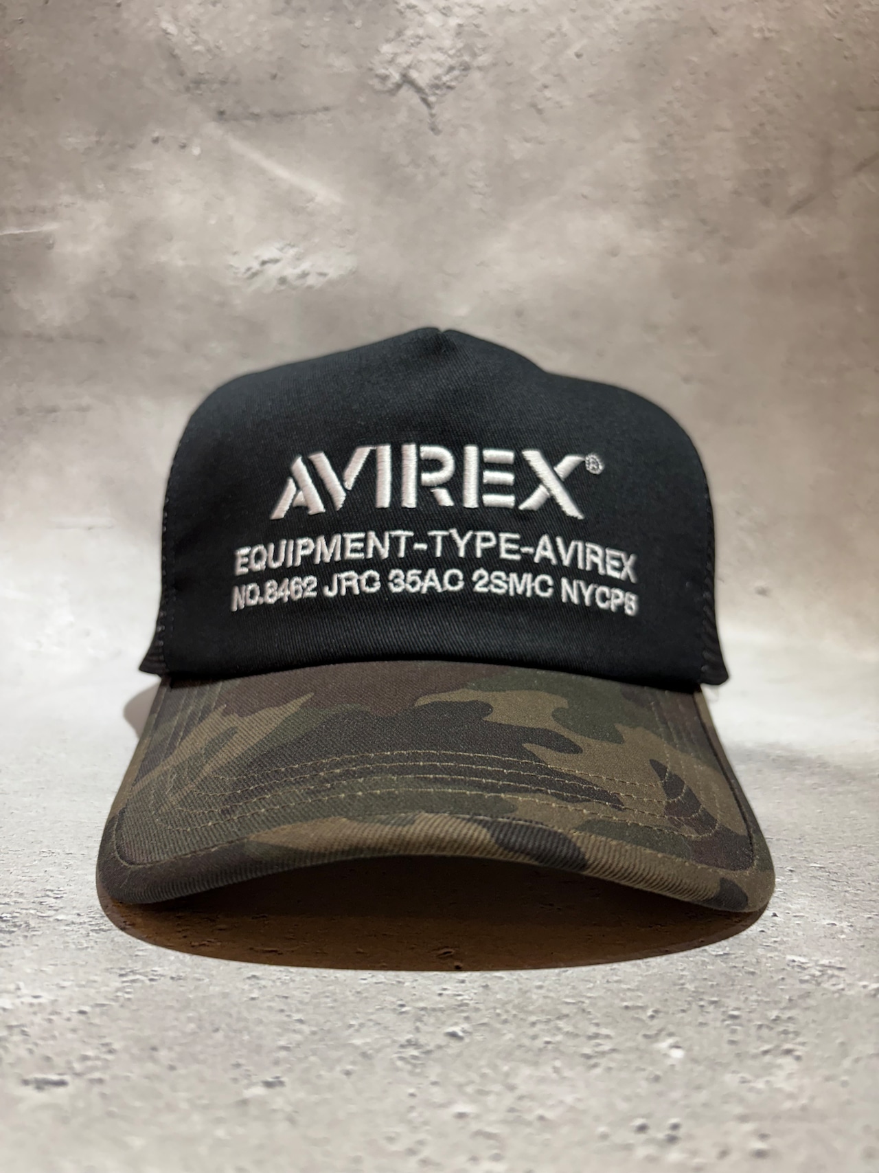 AVIREX / アヴィレックス NUMBERING MESH CAP メッシュキャップ ブラック×カモ ビックサイズ
