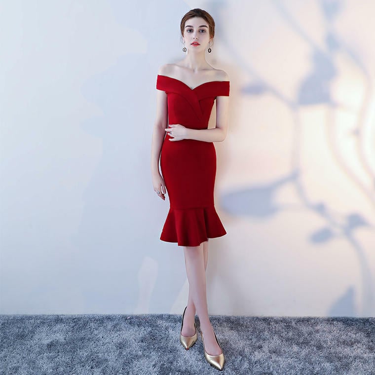 an オフショルドレス タイトドレス キャバドレス 赤ドレス - スーツ 