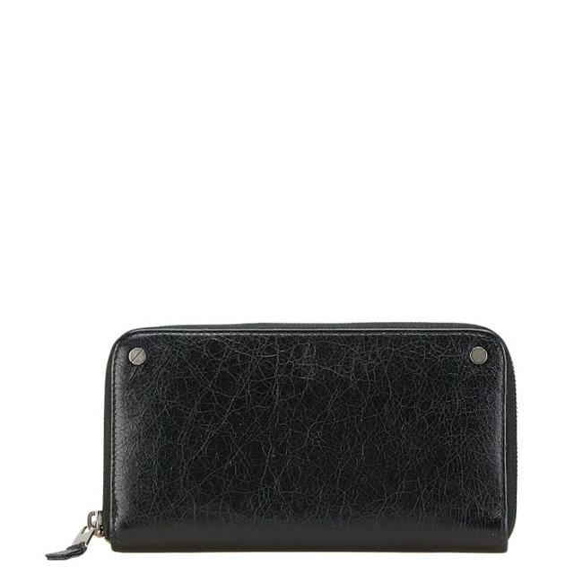 バレンシアガ 長財布 ラウンドファスナー 541996 ブラック シルバー レザー メンズ BALENCIAGA 【中古】