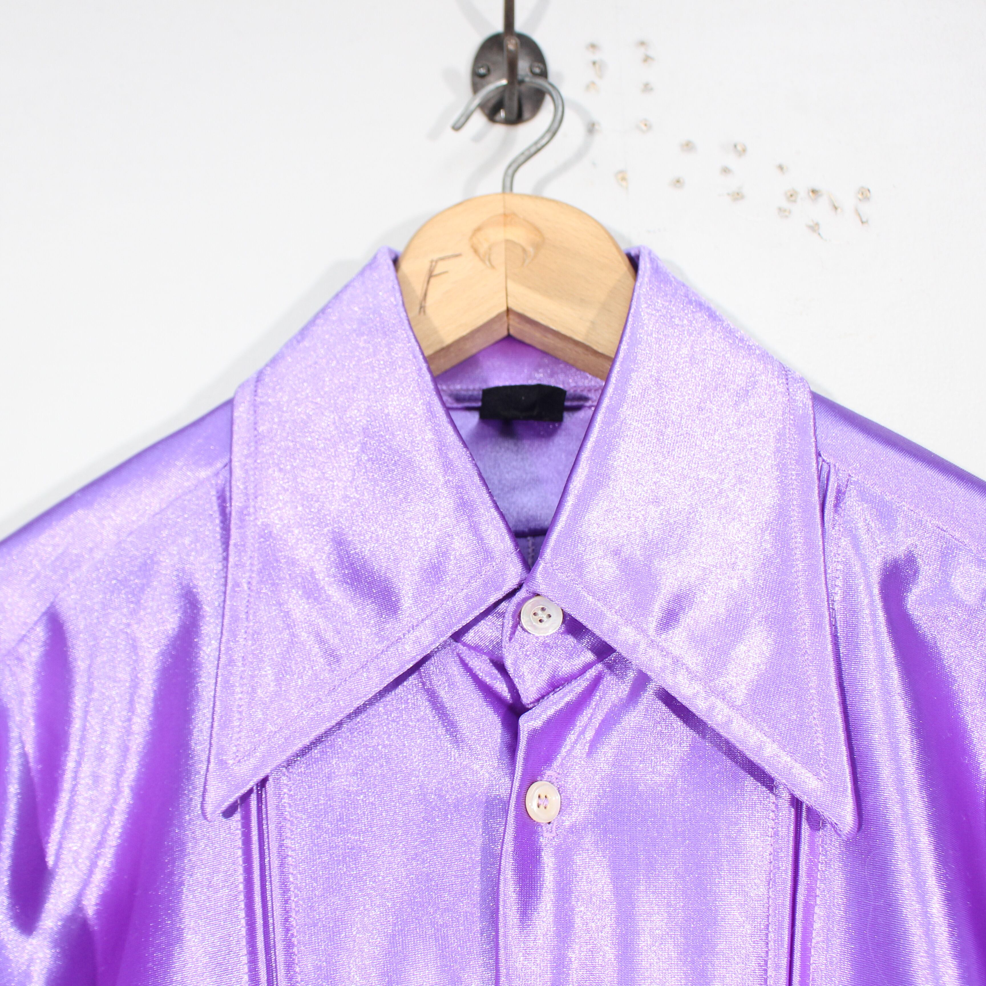 USA VINTAGE PURPLE COLOR SATIN DESIGN SHIRT/アメリカ古着パープル