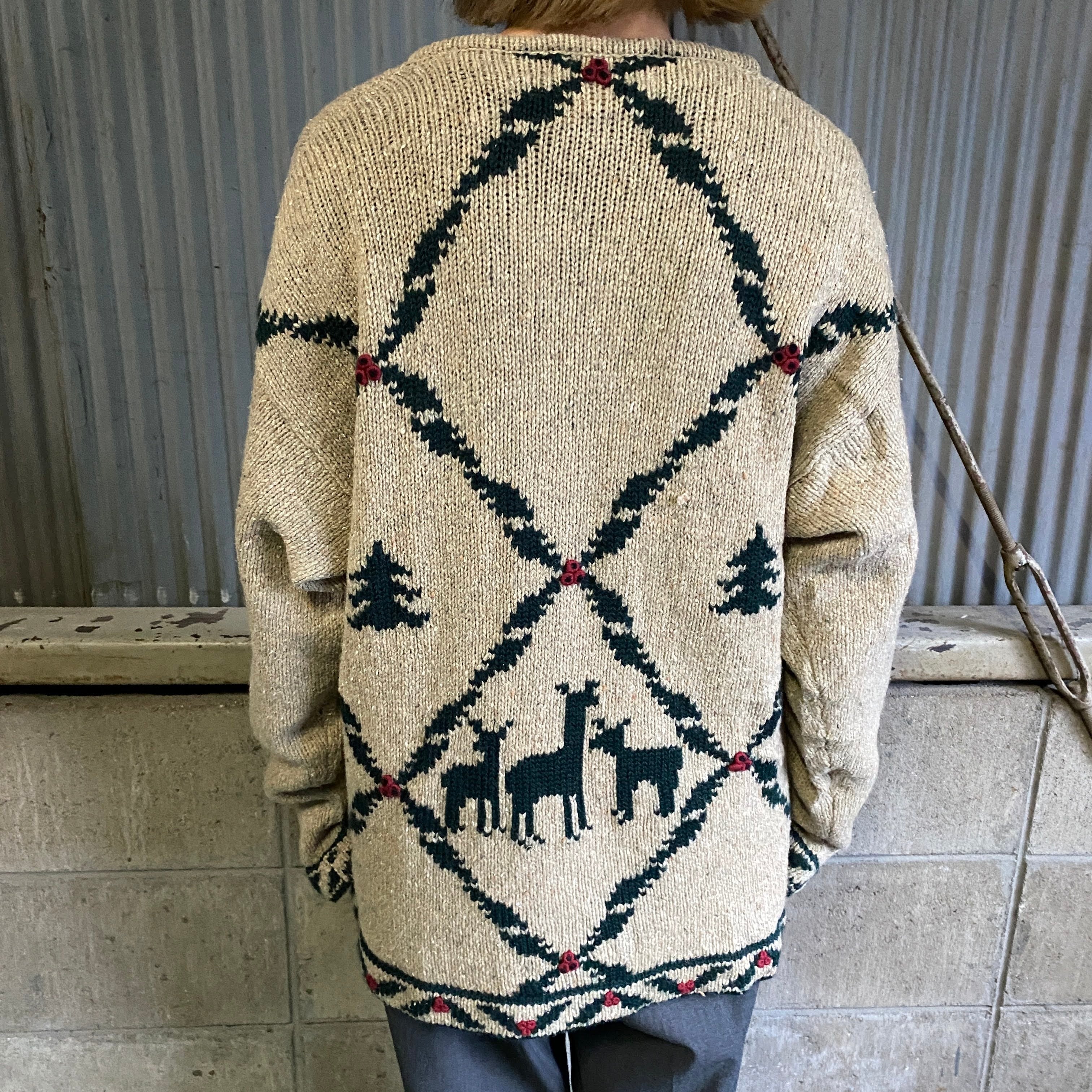 80s WOOLRICH ウールリッチ トナカイ ビンテージ ニット セーターL