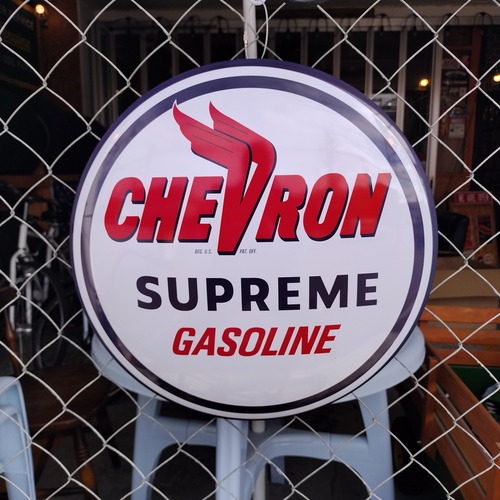 ビッグサイズ◆CHEVRON/ シェブロン ガソリンスタンド◆ブリキ看板　アメリカンガレージ　サイン
