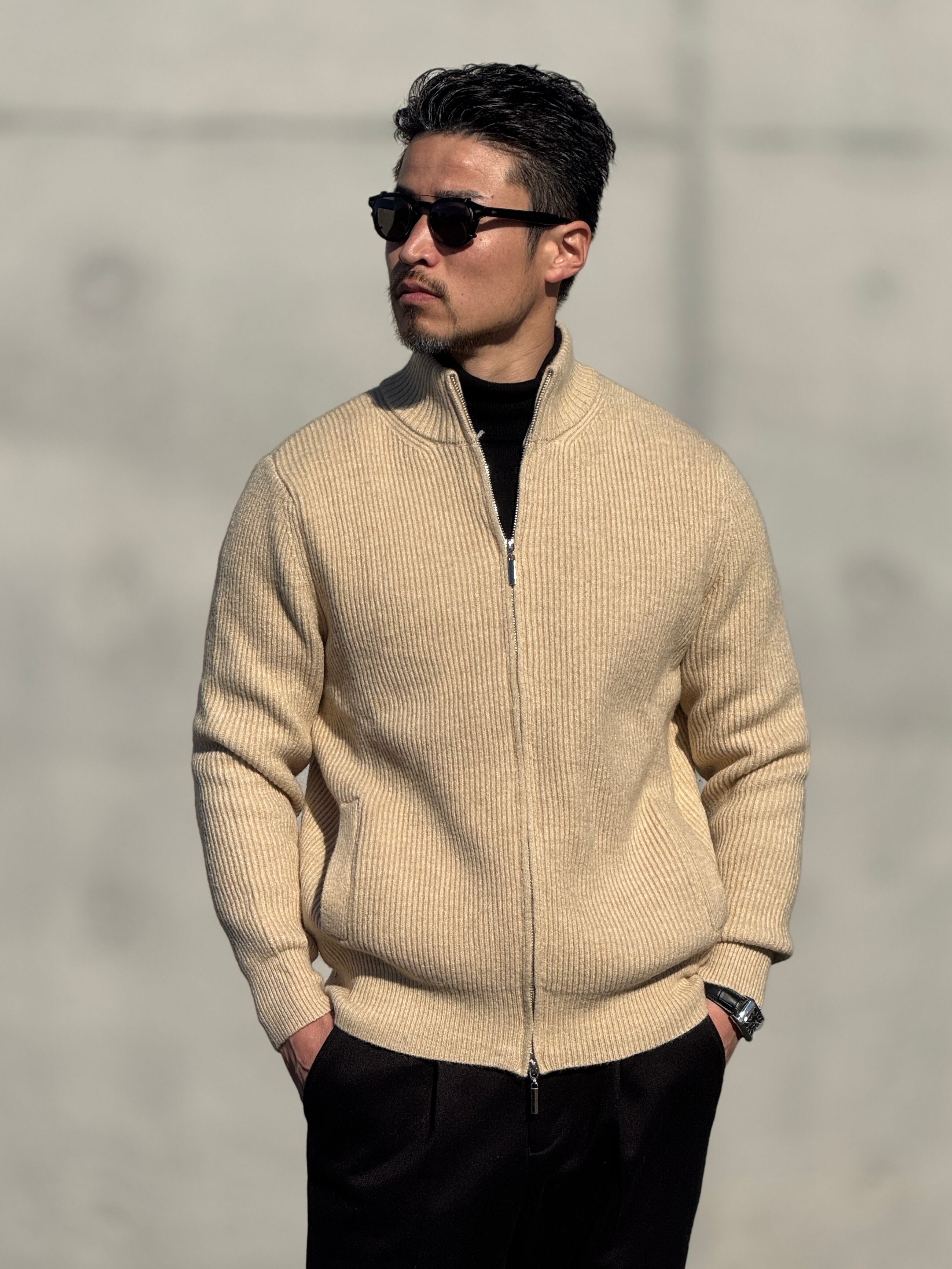 MANEGNWA 日本未発売 ジップニット LAMBS WOOL ｜ ハーフジップセーター － UNISEX