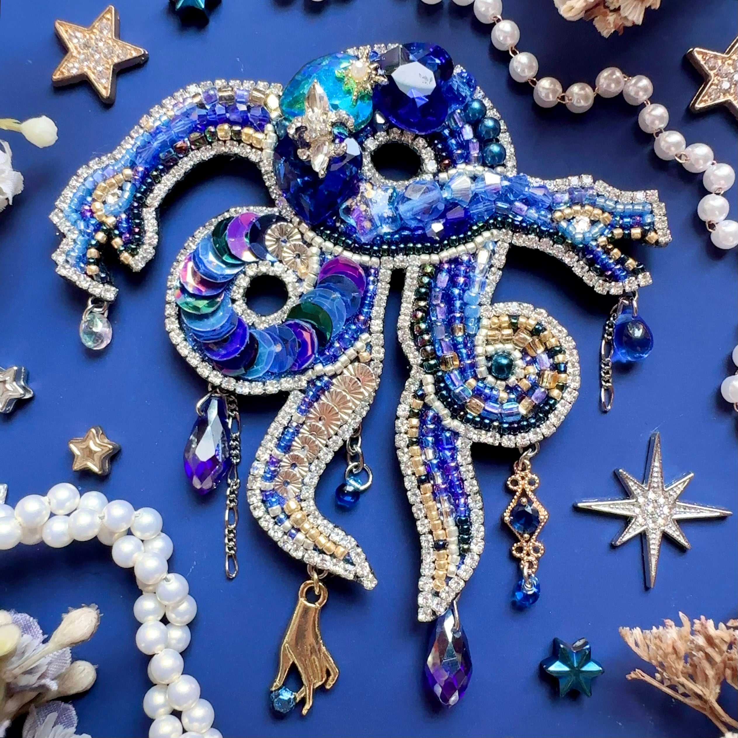 piari ハンドメイド ビーズ刺繍 ネックレス ブローチ バッグチャーム piari