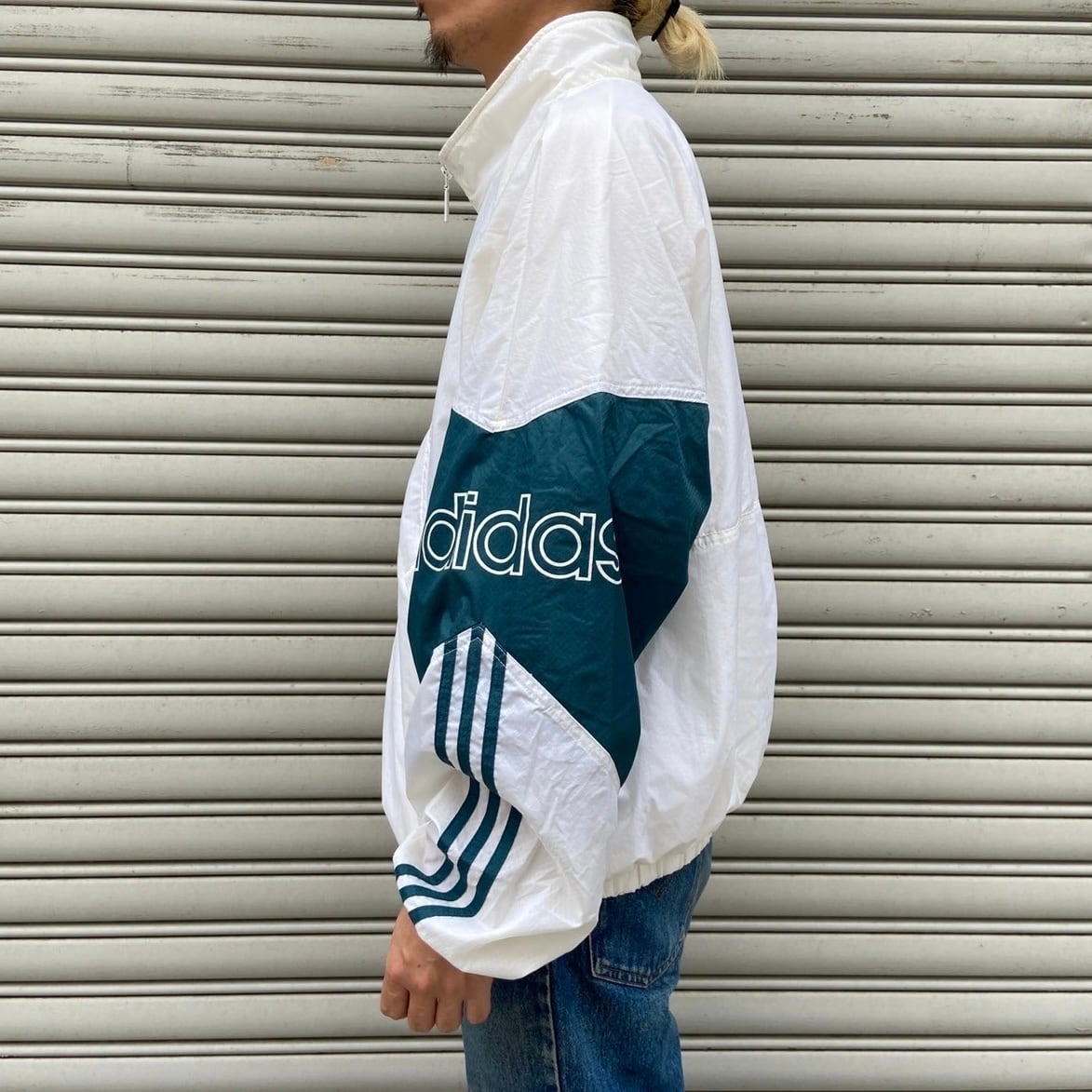 80s adidas ナイロンジャケット トレフォイルロゴ ホワイト L 80s adidas ナイロンジャケット トレフォイルロゴ ホワイト L