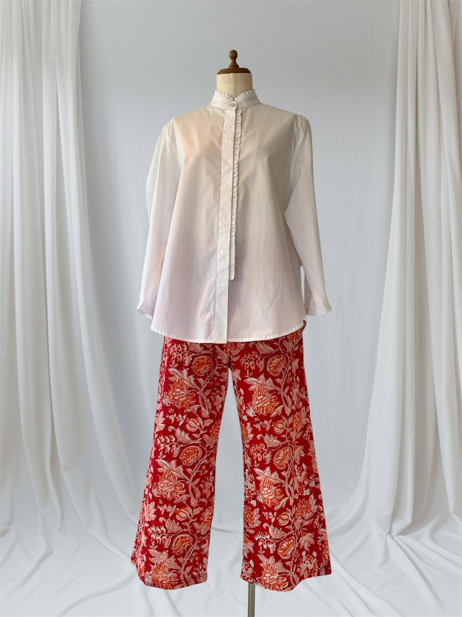 【限定品】新作 ボトム レッド 赤 涼しい インド綿