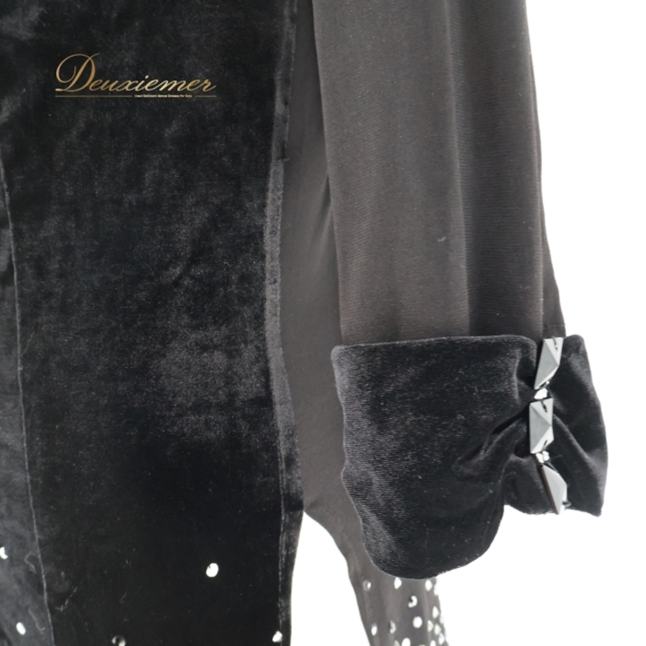 社交ダンス 衣装 ハセベ Hasebe シャツ ブラウス ベロア 装飾 ダンス パーティ ラテン 発表会 黒 おしゃれ 高級感 ジャズ ブラック系 ストレッチ ステージ エレガント メンズ コスチューム フォーマル