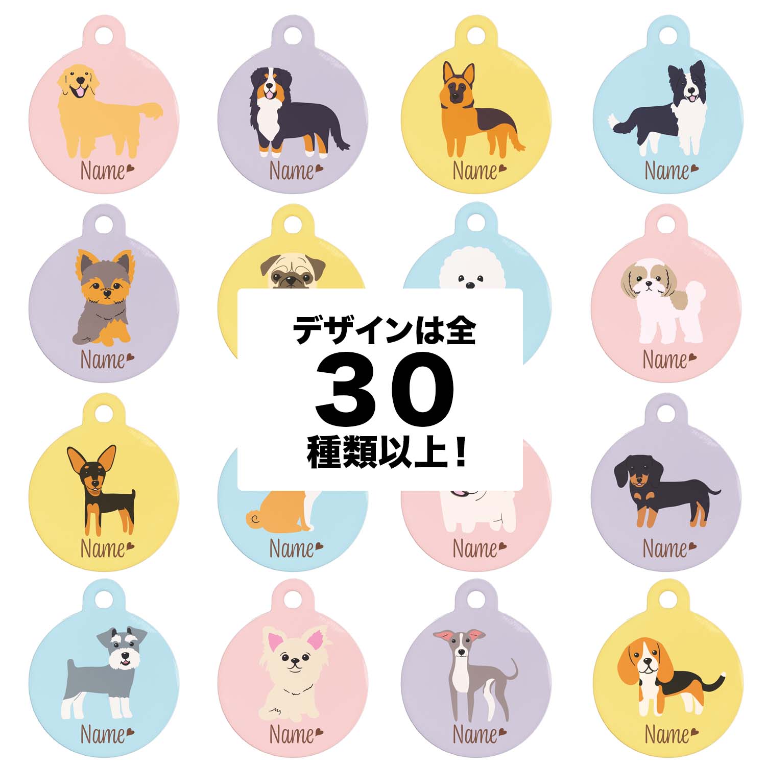ポメラニアン 毛色6色 】パステル色 名入り 迷子札 ドッグタグ ペット