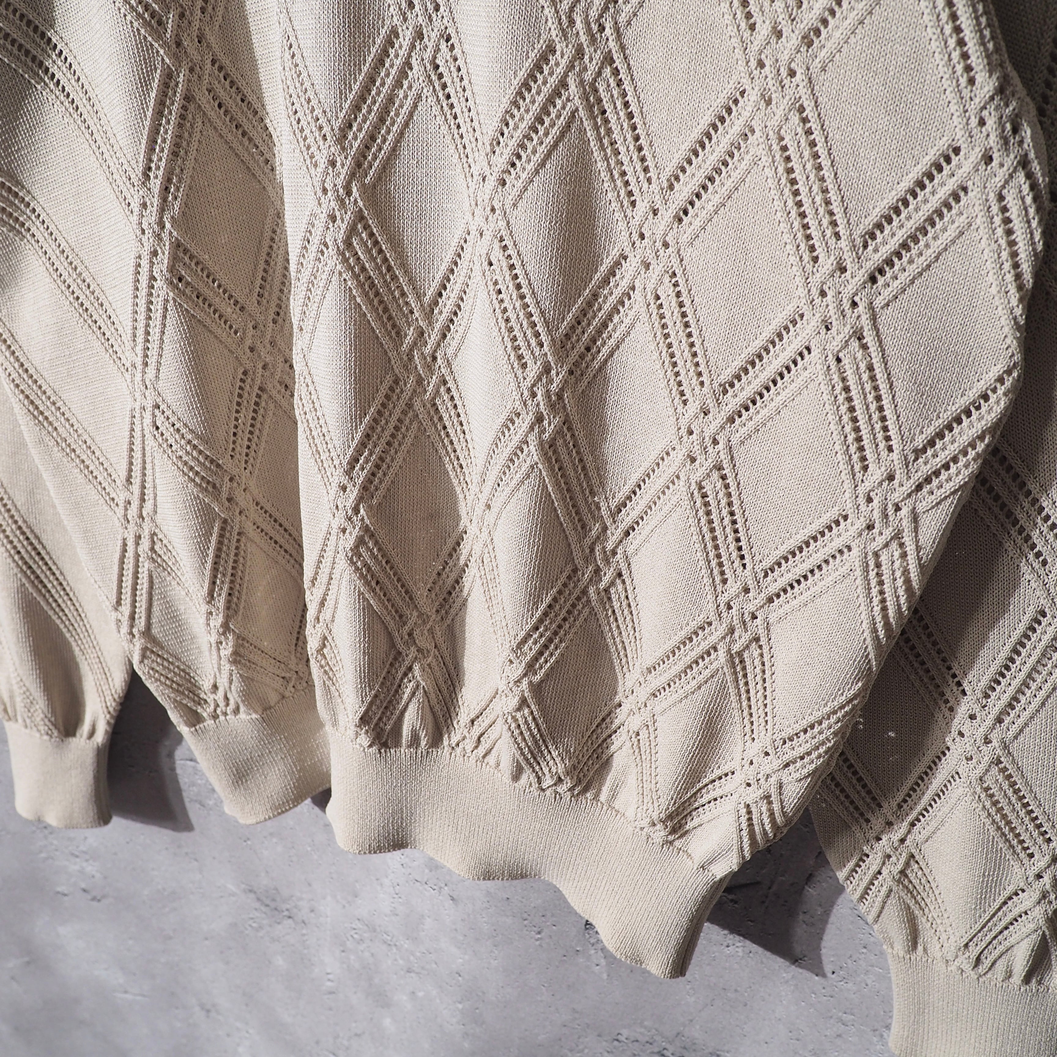 1990s Switching Mesh Embossed Vintage Loose Knit