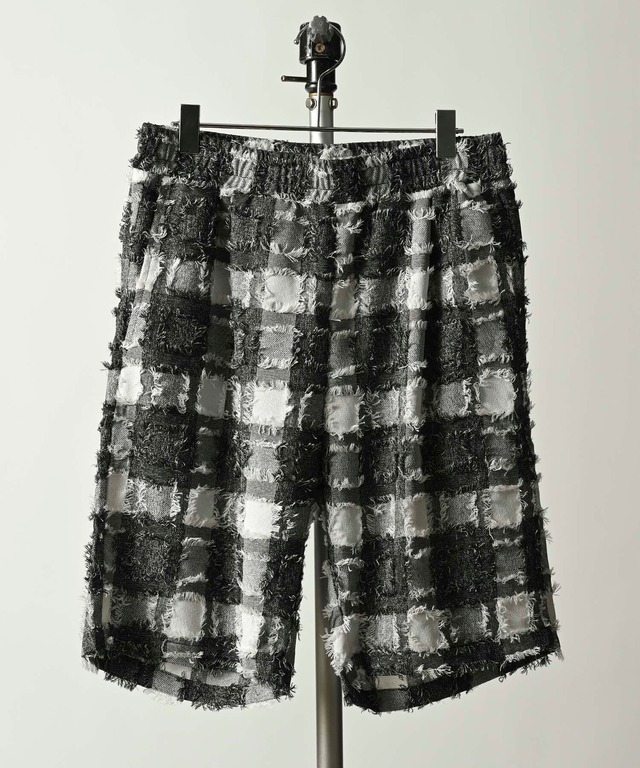 ADAM PATEK square fringe pattern short pants (GRY) AP2318030