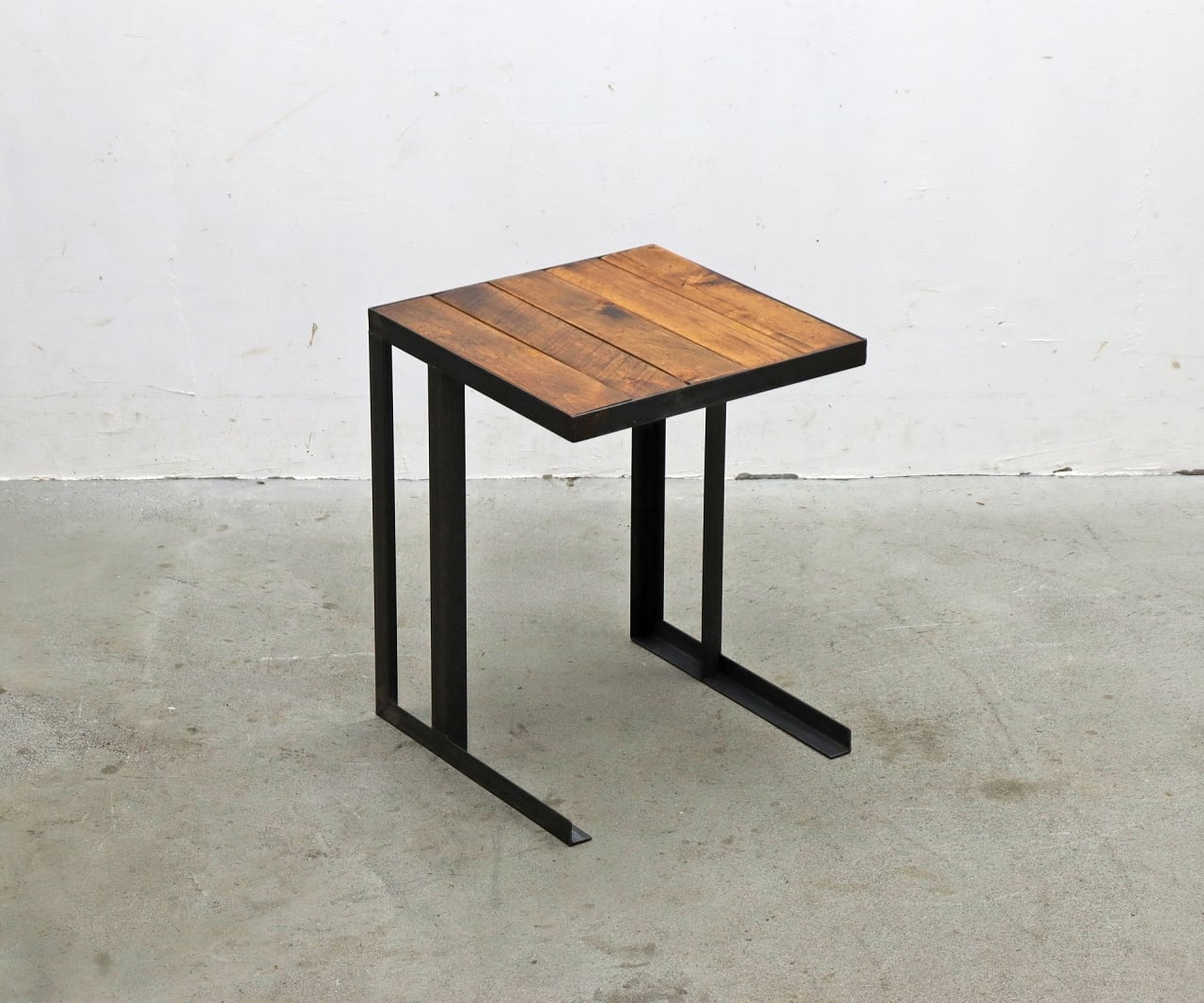 無垢古材 アイアン サイドテーブル コの字 花台 インダストリアル