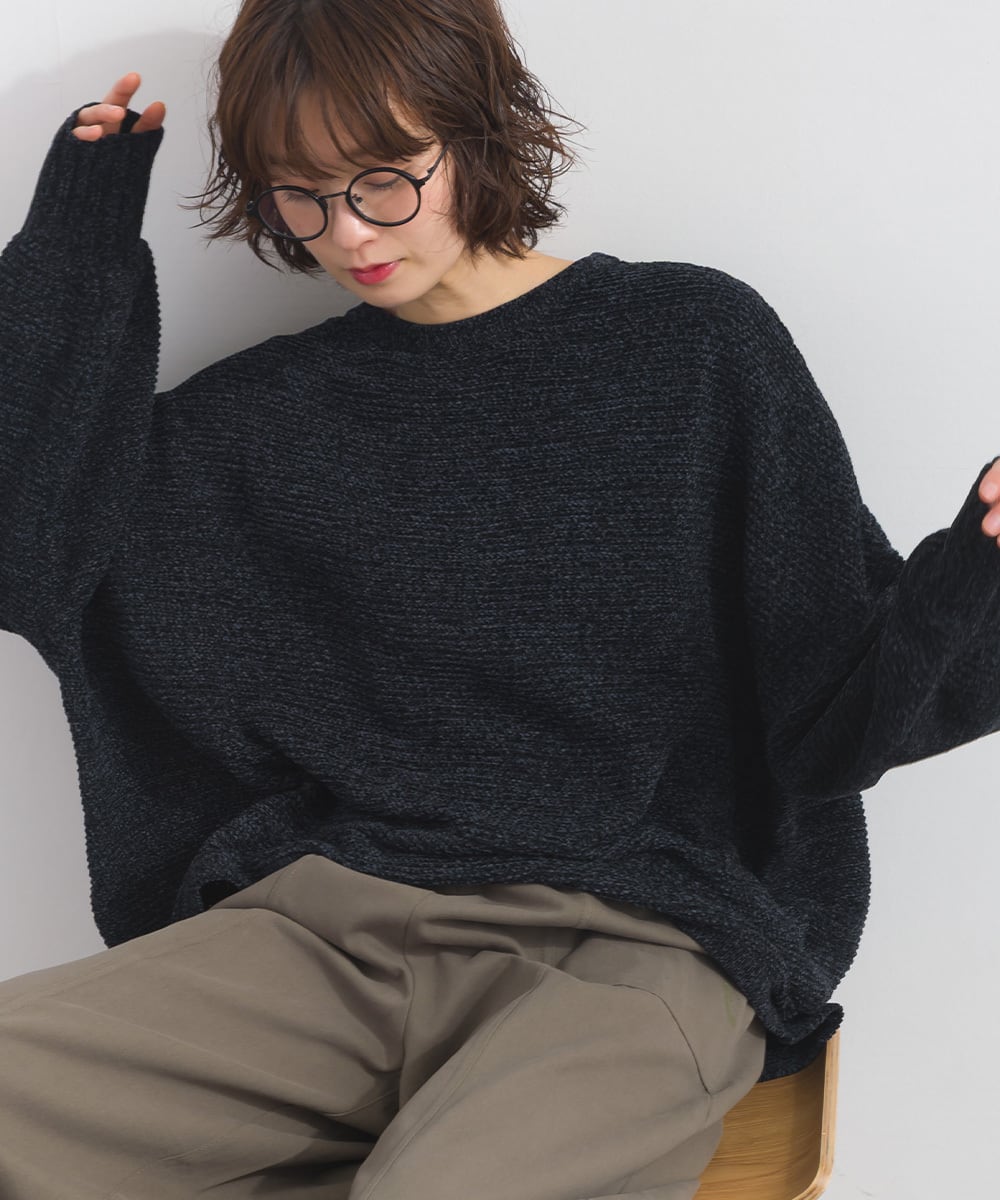 sallyR&Dワイルドベリードルマン美品 B54050 モールMixカラードルマンニットプルオーバー / Mole Mix Color