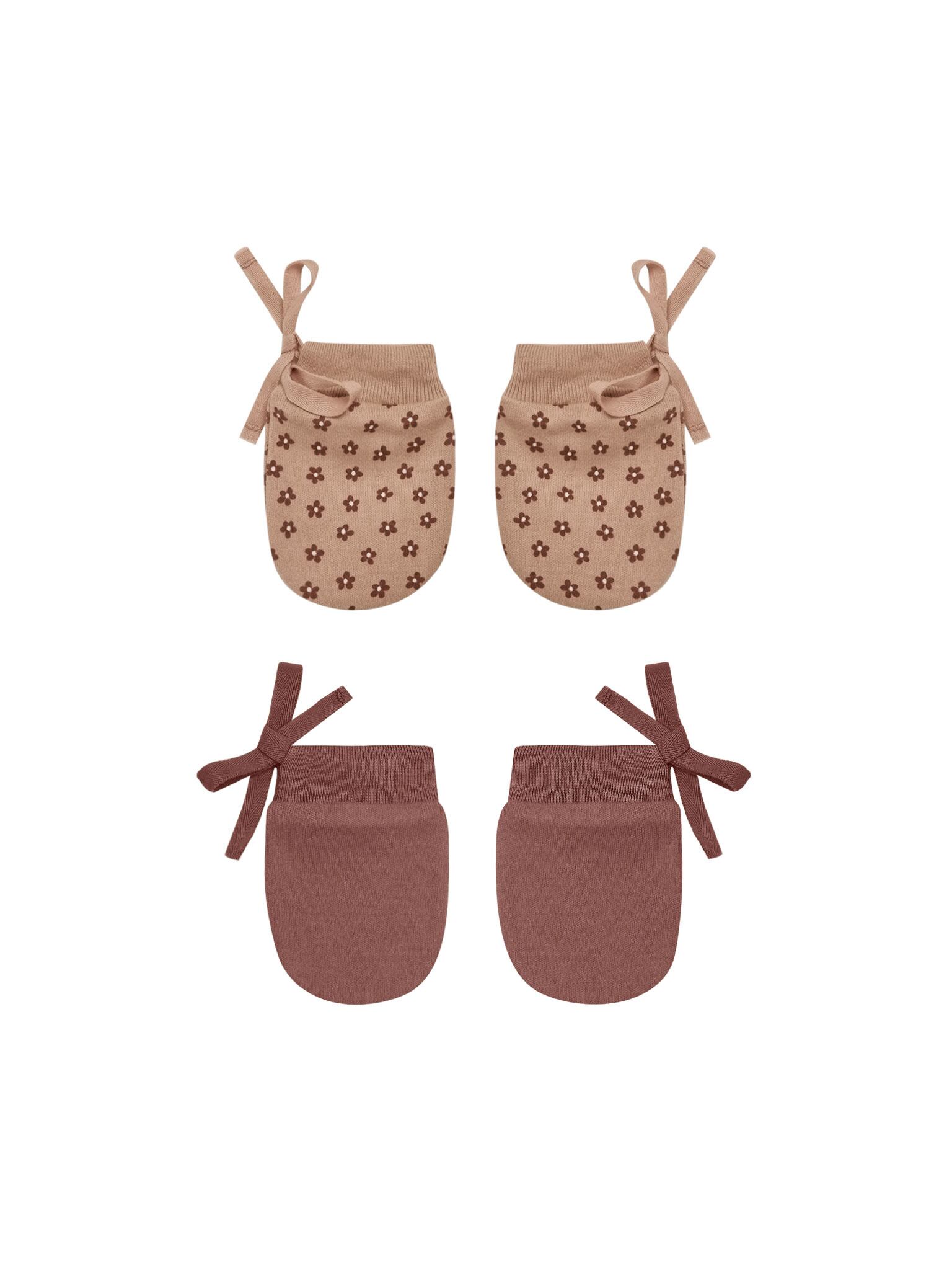 Quincy Mae(クインシーメイ) / 22aw no scratch mittenes set / ditsy bloom , pecan