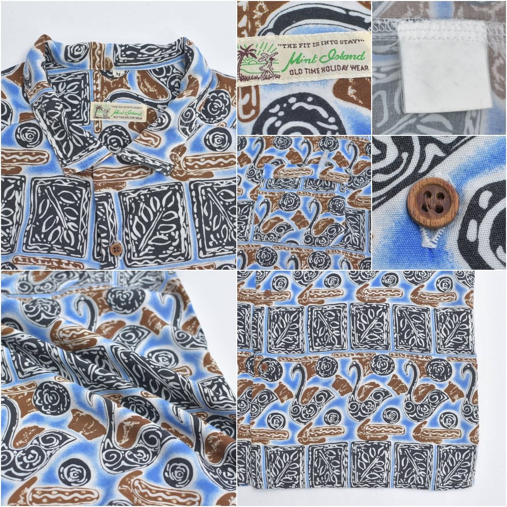 90s～ Mint Island ミントアイランド オープンカラー レーヨン 総柄