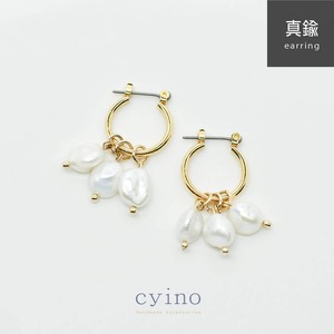 バロック淡水パールの3連ピアス / no.078 [イヤリング]