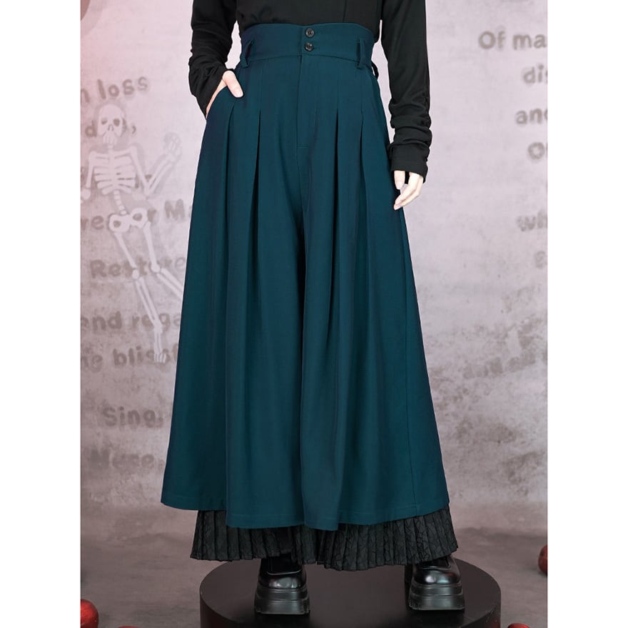 古怪舎シリーズ サブカル地雷系プリーツワイドレッグパンツ |天使と悪魔