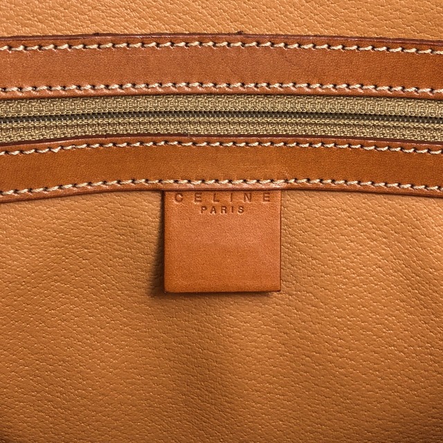 CELINE セリーヌ マカダム トートバッグ ブラウン ブラゾン型押し PVC レザー ポーチ vintage ヴィンテージ オールド 4gjmmr