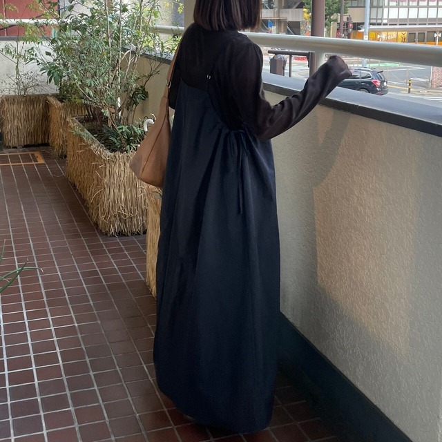 サイドリボンキャミワンピース【ブラック】#