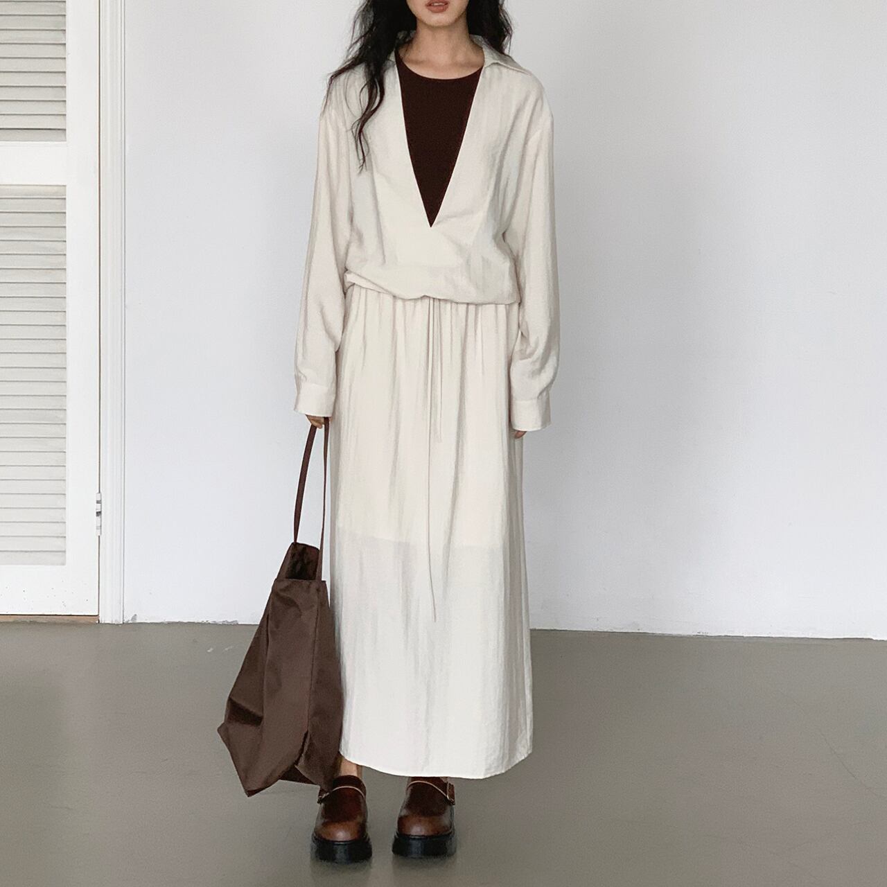 3点セット リラックスシャツロングスカート a0451