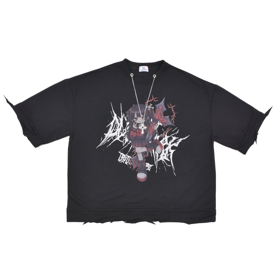 9/2 完売BLACK再入荷！】新作☆パンクセーラーGIRLダメージTシャツ