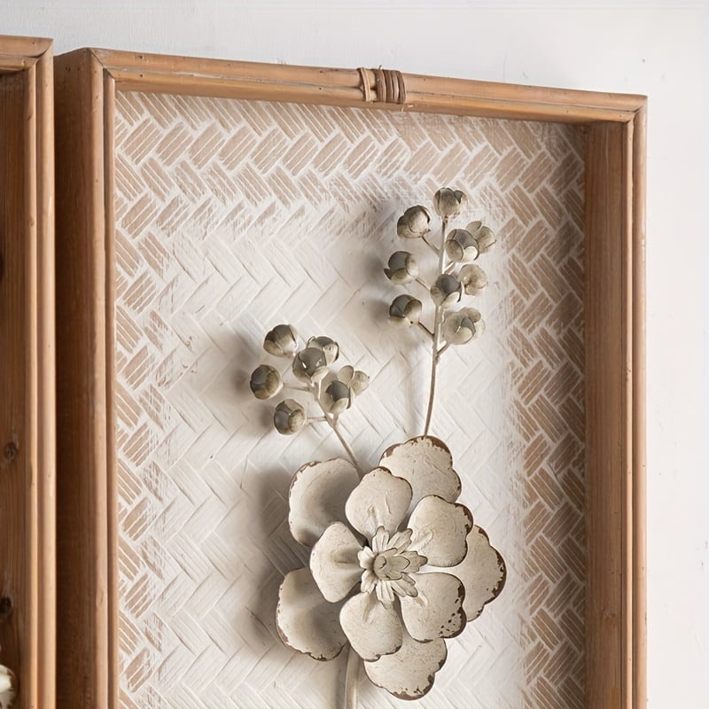 ウォールアート 花 2個セット アンティーク風 北欧 インテリア 壁掛け